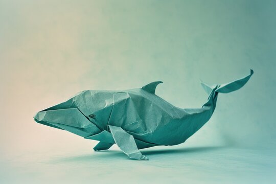 whale on a plain colored background, natural light, paper style
