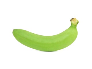 Fresh green raw bananas isolated on white background.