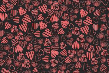 Seamless pattern of love doodles for backgrounds, fabrics, wrappers, covers, etc