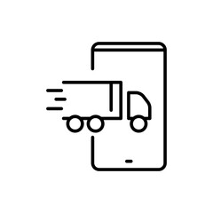  Mobile delivery outline icons, minimalist vector illustration ,simple transparent graphic element .Isolated on white background