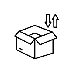 Package import outline icons, minimalist vector illustration ,simple transparent graphic element .Isolated on white background