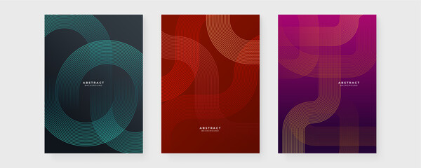 Colorful colourful vector abstract modern futuristic line poster with shapes. Modern cover template for annual report, flyer, brochure, presentation, poster, and catalog - obrazy, fototapety, plakaty