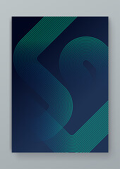 Blue and green vector abstract technology futuristic glow with line shapes poster. Modern cover template for annual report, flyer, brochure, presentation, poster, and catalog