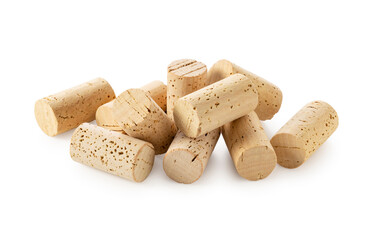Wine corks isolated on white background.