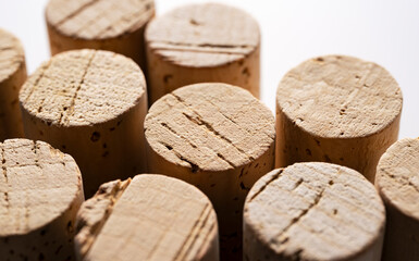 Wine corks isolated on white background.