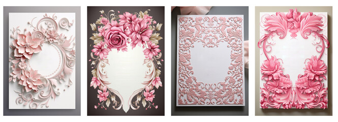 Watercolor floral wedding invitation card template