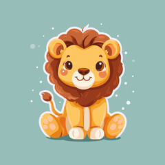 Obraz na płótnie Canvas Cute baby lion sticker vector illustration