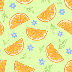 orange hand draw digital art seamless pattern