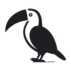 "Striking Monochrome Toucan Vector Icon: A Blend of Contemporary Style and Tropical Elegance, Ideal for Distinctive Branding and Creative Projects."