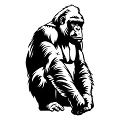 Ape black silhouette logo svg vector, chimp icon, Ape Illustration