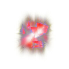 An abstract transparent glitch art burst texture design element.