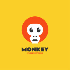 Vector Logo Illustration Monkey Flat Modern Style.
