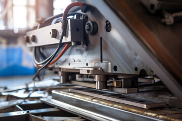 Metalworking process using heavy industrial machines in steel factory