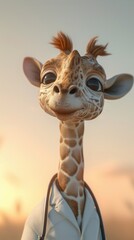Cartoon digital avatars of a Stethoscopewearing Giraffe