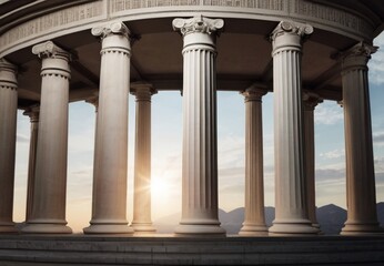 Naklejka premium Bunch of doric column on plain background from Generative AI