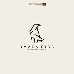 Raven bird vector logo design inspiration