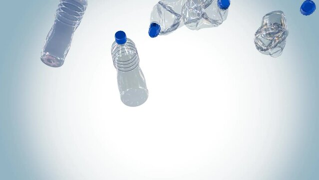3d rendering of an isolated mound of discarded or creased plastic bottles on the white background