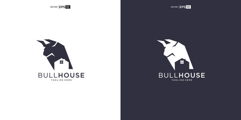 Bull House Logo Design inspiration, brand identity logos vector, modern logo, Logo Designs Vector Illustration Template