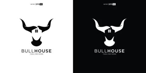 Foto op Canvas Bull House Logo Design inspiration, brand identity logos vector, modern logo, Logo Designs Vector Illustration Template © nurvika