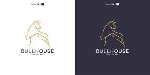 Bull House Logo Design inspiration, brand identity logos vector, modern logo, Logo Designs Vector Illustration Template