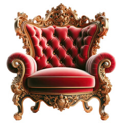 Luxurious Red and Gold Baroque Throne Chair isolated