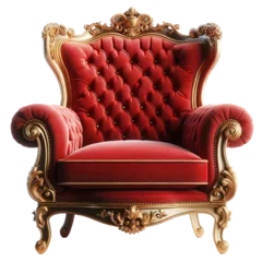 Fotobehang Luxurious Red and Gold Baroque Throne Chair isolated © Preyanuch