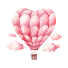 Hot Air Balloon with a Heart Shaped Balloon. AI generated image