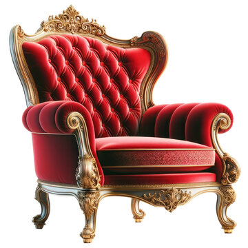 Luxurious Red and Gold Baroque Throne Chair isolated
