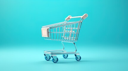 3d Vector Shopping Trolley with Parcel boxes, Shopping Online Concept. generative ai