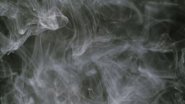 Smoke on black background. Smoking, steam clouds of vapour close-up. Burning, fog