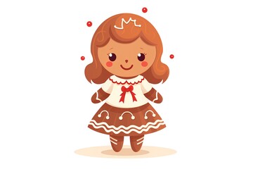 Cute little girl in princess costume vector Illustration on a white background