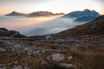 Mount Mangart Saddle in Autumn Afternoon - Julian alps, Slovenia Europe