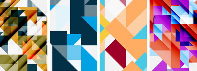 Set of abstract random triangle composition backgrounds. Vector illustration for for wallpaper, business card, cover, poster, banner, brochure, header, website