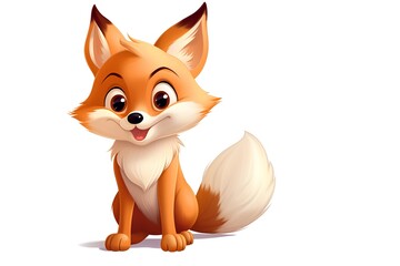 Obraz premium Vector illustration of Cute cartoon fox sitting isolated on white background.