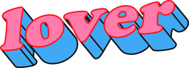 Lover 3D Pink And Blue Vector Text Typography
