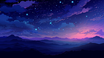 pixel art star sky at evening background with beautiful purple sky