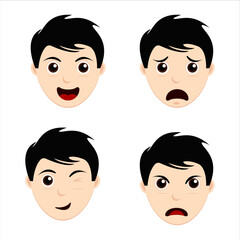 Set of different facial expressions of male characters