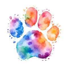 Fototapety  Colorful watercolor rainbow dog paw print 