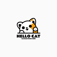 Vector Logo Illustration Cat Mascot cartoon Style
