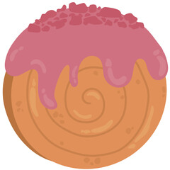 Viral food sweet snack crombolini with strawberry topping illustration