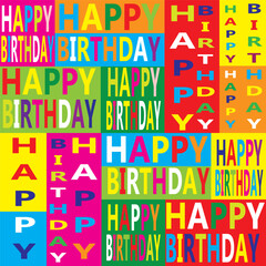 Happy birthday pattern with birthday text for birthday card, gift wrap and gift bag