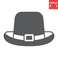 Leprechaun hat glyph icon, St. Patrick's Day and holiday, male hat vector icon, vector graphics, editable stroke solid sign, eps 10.