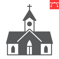 Church glyph icon, St. Patrick's Day and Easter, chapel vector icon, vector graphics, editable stroke solid sign, eps 10.