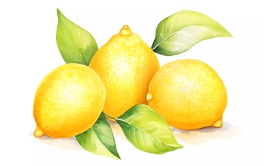 Watercolor style lemon fruit, on white background. generative ai