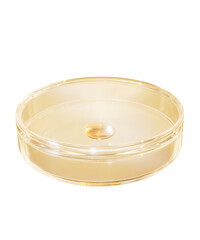 Chemical glassware with golden liquid, 3d rendering.