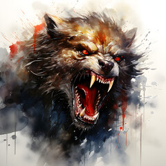 Watercolor Werewolf painting
