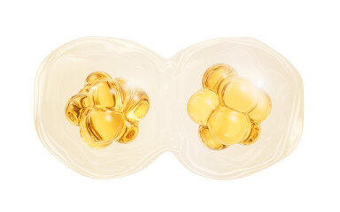 Transparent cell with biotechnology and cosmetic concept, 3d rendering.