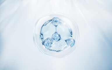 Molecule and water bubble, 3d rendering.