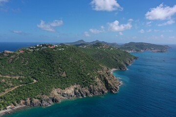 Obraz premium Aerial drone photos of the island St. Barths in the Caribbean French West Indies