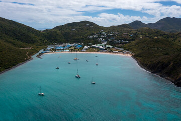 Obraz premium Aerial drone photos of islands in the Caribbean with blue sky and ocean